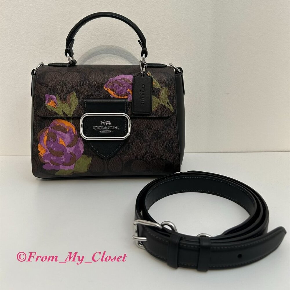 Coach Morgan Top Handle Satchel in Floral Purple Print